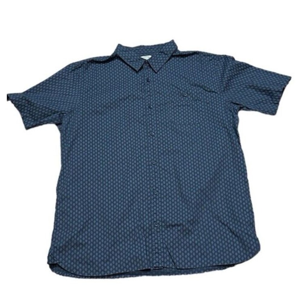 Voyager XL Men's casual shirt short sleeve normcore preppy blue bean pattern